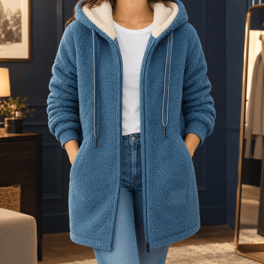Women's Sherpa-Lined Hooded Fleece Jacket with Longline Fit