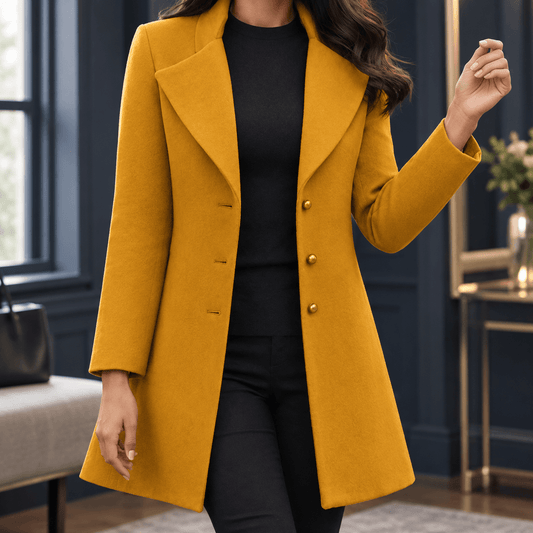 Pascaline-Rose Women's Tailored Wool Blend Winter Coat with Notched Lapels