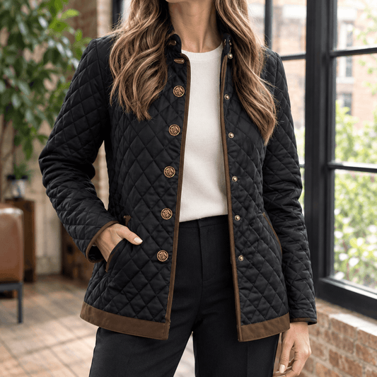 Lavinia-Rose Diamond Quilted Puffer Jacket for Women with Contrast Trim