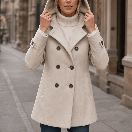 Edwina Double-Breasted Hooded Winter Coat for Women