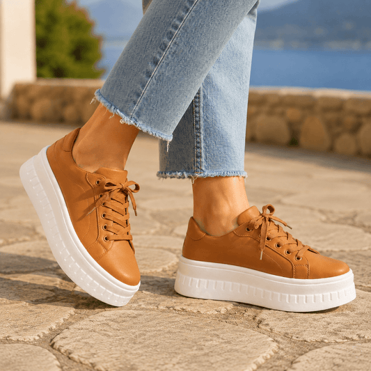 Brindisi Faux Leather Platform Sneakers with Cushioned Arch Support for Women