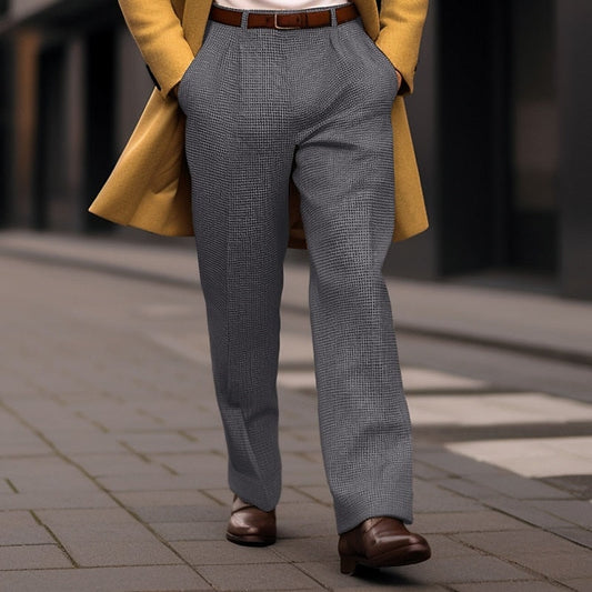 Men's Straight-Leg Tailored Pants with Front Pockets