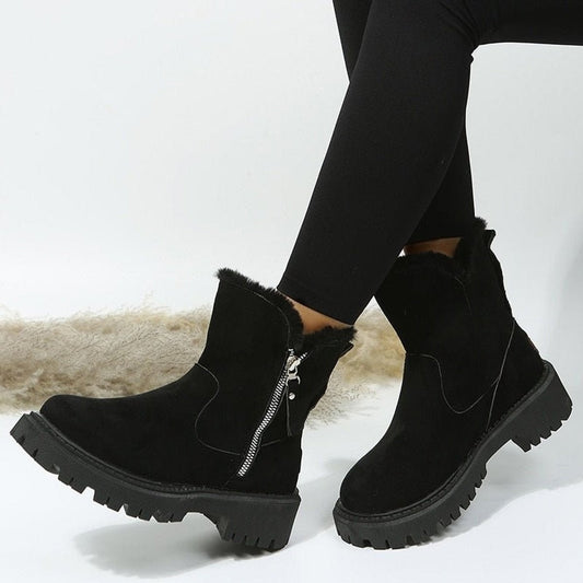 Amelie Women's Lined Faux Suede Ankle Boots with Side Zipper