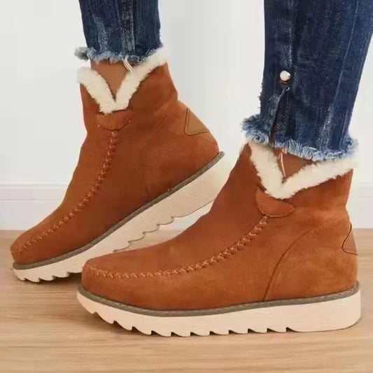 Fur-Lined Suede Ankle Boots with Orthopaedic Cushioned Insole
