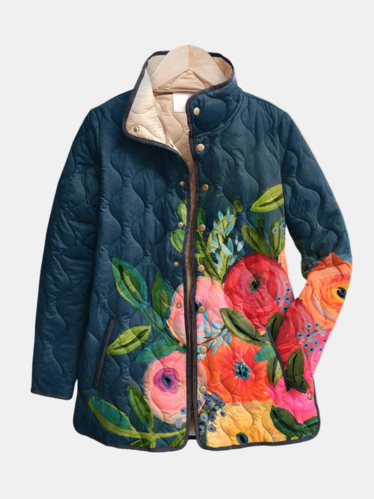 Philippine Floral Quilted Puffer Jacket for Women in Polyester