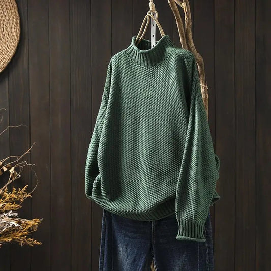 Filipa Mock-Neck Ribbed Oversized Women's Knitted Sweater