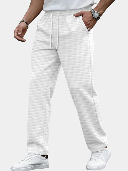 Men's Drawstring Waffle-Knit Jogger Pants with Elastic Waist