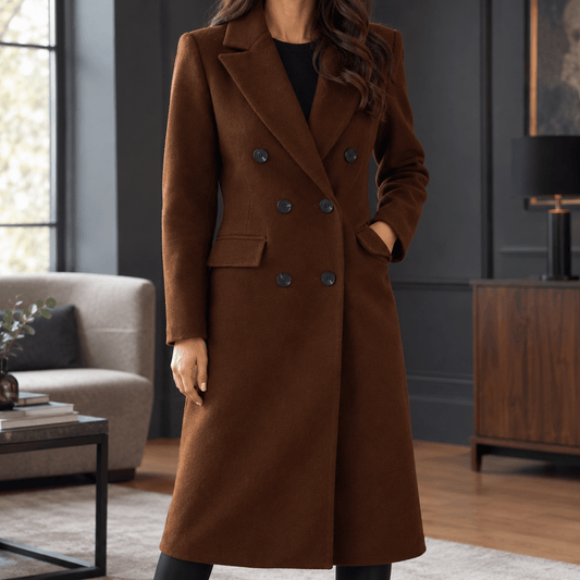 Sidonie-Claire Women's Double-Breasted Long Wool-Blend Winter Coat