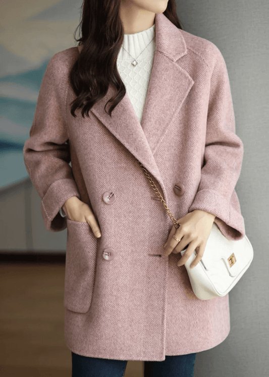 Oihana Women's Double-Breasted Wool-Blend Winter Coat with Belt