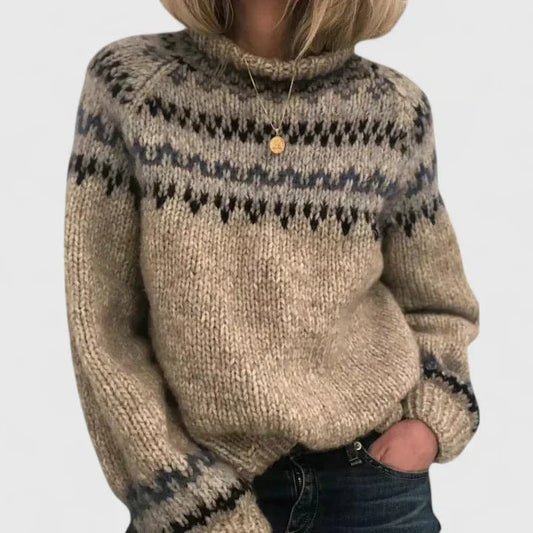 Corinthya Fair Isle Turtleneck Knitted Sweater for Women
